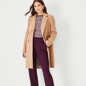 Ann Taylor PETITE ONE BUTTON WOOL BLEND CHESTERFIELD COAT